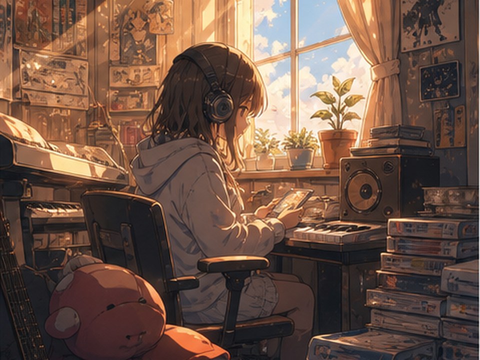 Cozy anime music room